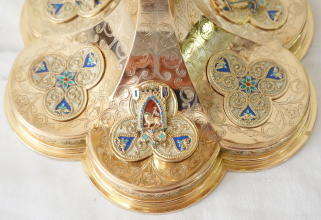 French Antique solid silver Gothic Ciborium